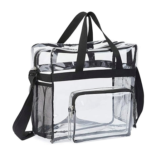 Clear Crossbody Bag Stadium Approved Clear Transparent Shoulder Bag See Through Zip Pouch Tote Bag Handbag with 11LBS Load - Black