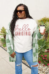 Simply Love Full Size HELLO CHRISTMAS Short Sleeve T-Shirt