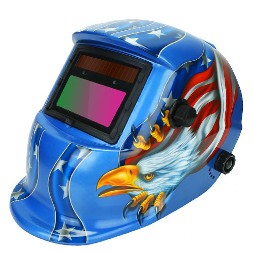 Welding Helmet Solar Powered Auto Darkening Hood with Adjustable Wide Shade Range 9-13 for Mig Tig Arc Weld Grinding Welder Mask - Blue