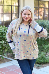 Celeste Design Full Size Polka Dot Drawstring Hoodie