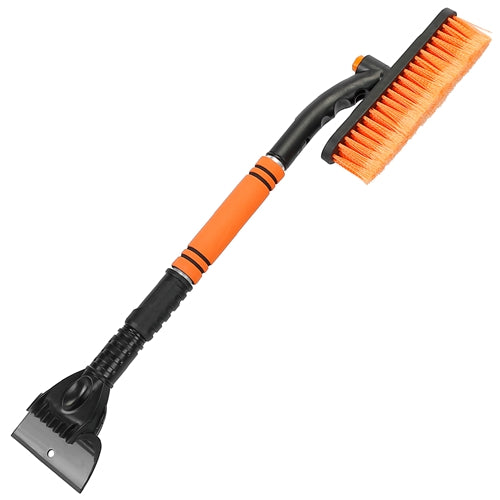 3 In 1 Windshield Ice Scraper Extendable Car Snow Removal Tool Telescoping Car Broom Snow Shovel Automobile Frost Removal - Orange