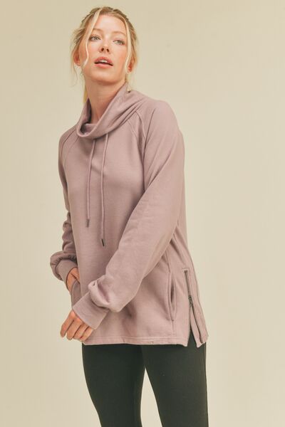 Kimberly C Full Size Drawstring Side Zip Sweatshirt