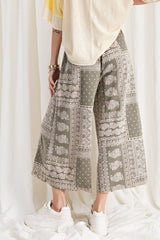 Printed Terry Knit Wide Leg Comfy Pants