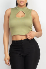 Mock Keyhole-front Crop Top