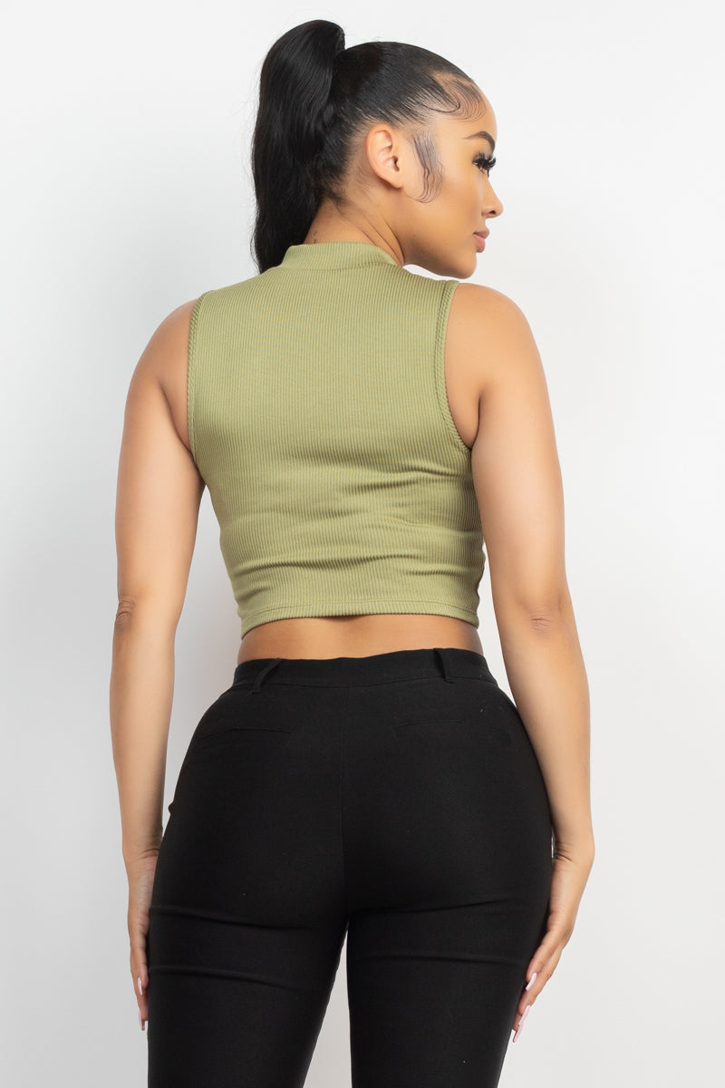 Mock Keyhole-front Crop Top