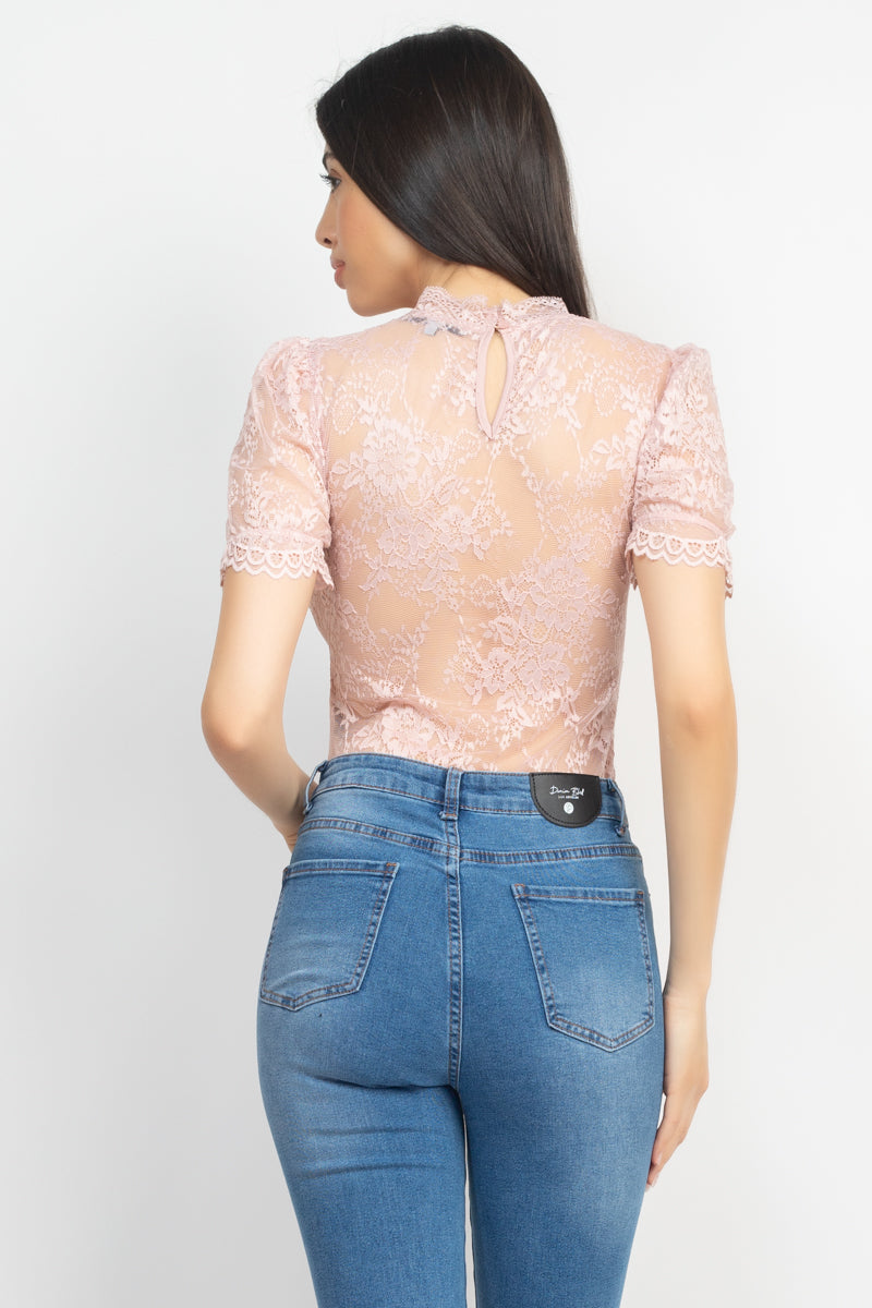 Floral Lace Corset Keyhole Bodysuit