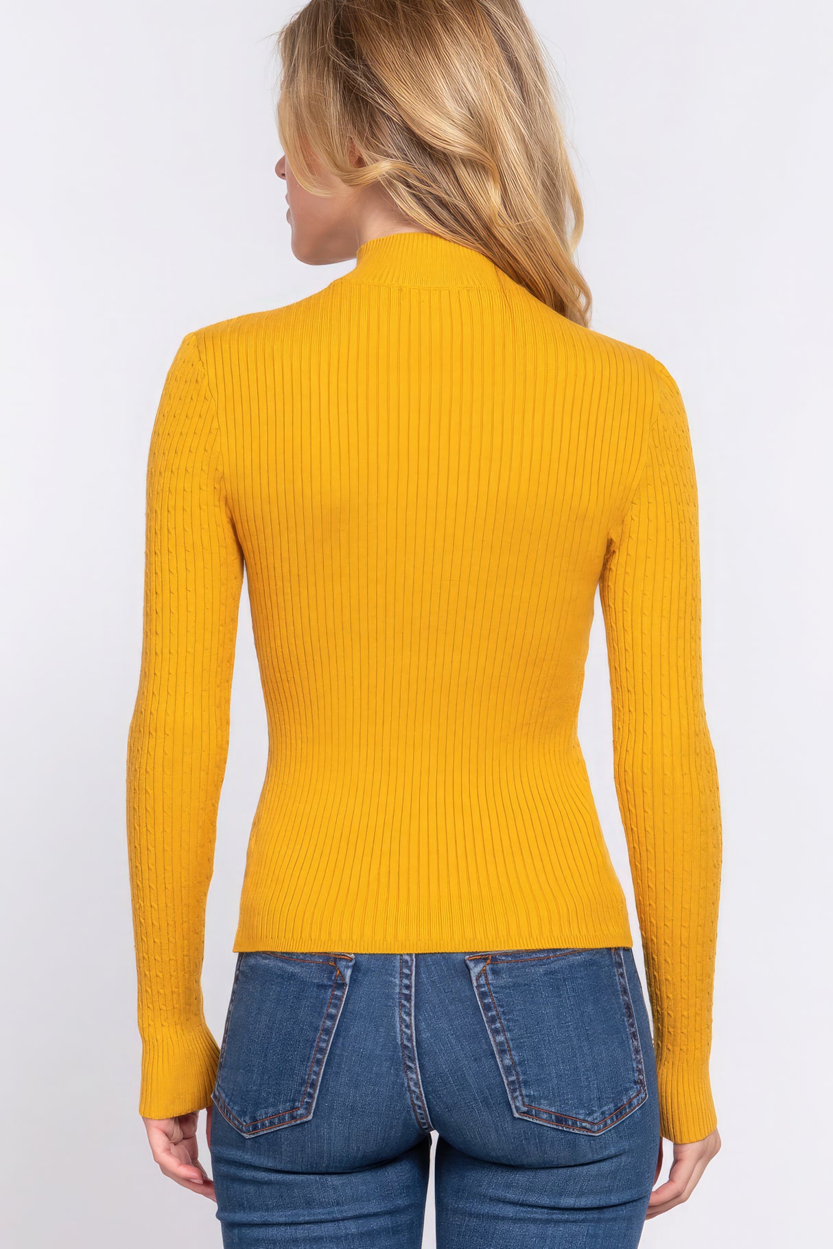 Long Slv Mock Neck Rib Sweater