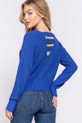 Dolman Slv Strappy Open Back Sweater