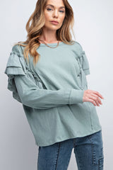 Double Ruffle Sleeves Top