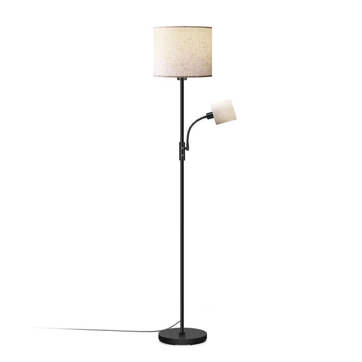 67.32In Mother Daughter Floor Lamp, Linen Shade, 3200K Brightness, 360° Adjustable Reading Light, Modern Decoration, Living Room Bed - Beige