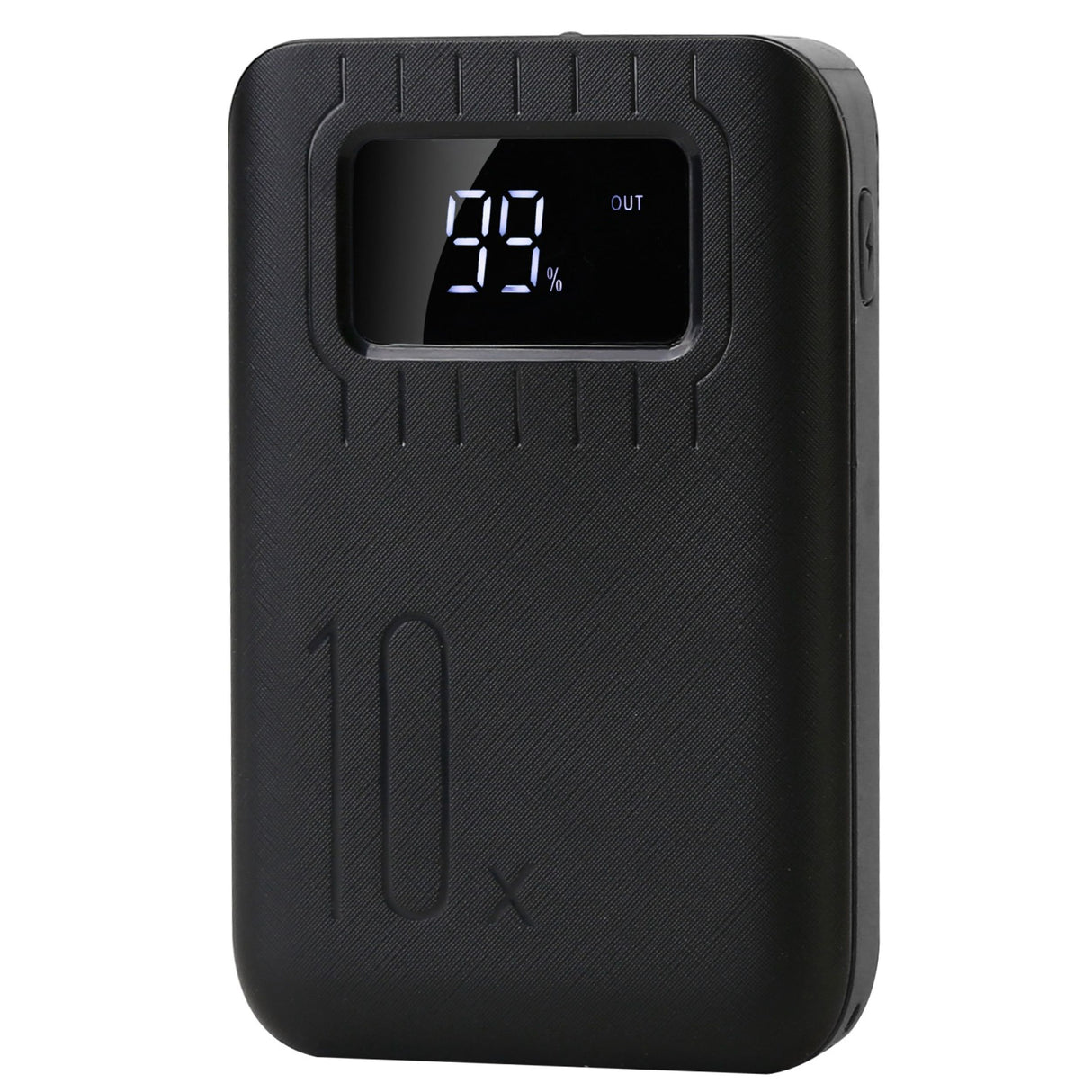 10,000mAh Power Bank Charger with Dual USB Ports, LCD Display & Flashlight - Black