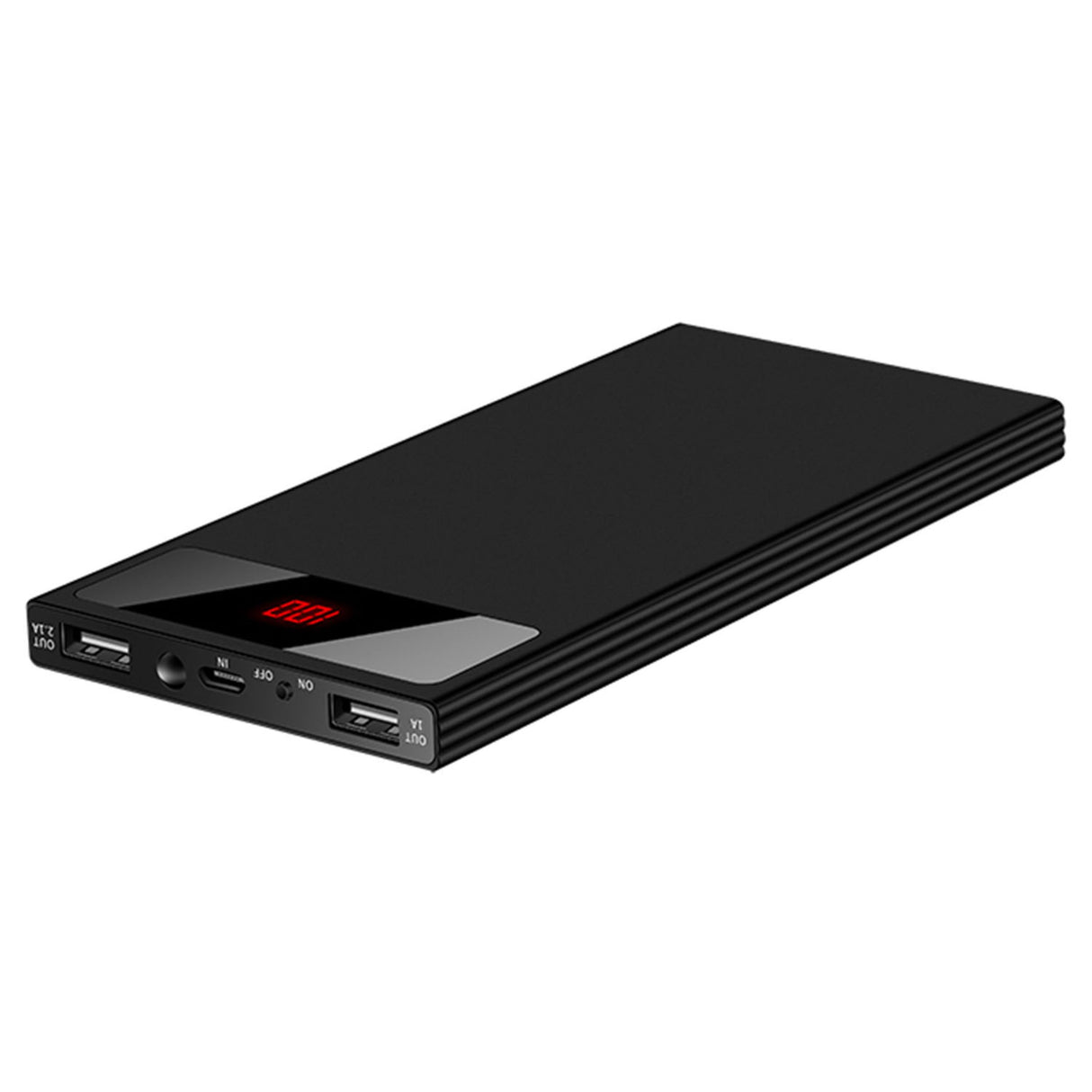 20K mAh Power Bank - Ultra-thin, Dual USB Ports, Flashlight, Battery Display - Black