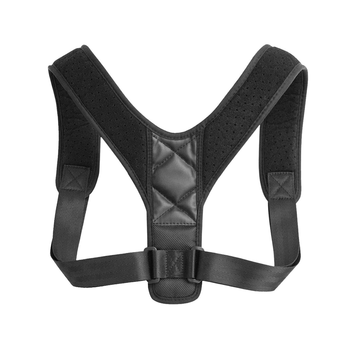 Adjustable Back Posture Corrector for Men Women. Supports Upper Back & Clavicle, Relieves Shoulder Neck Pain. - Black