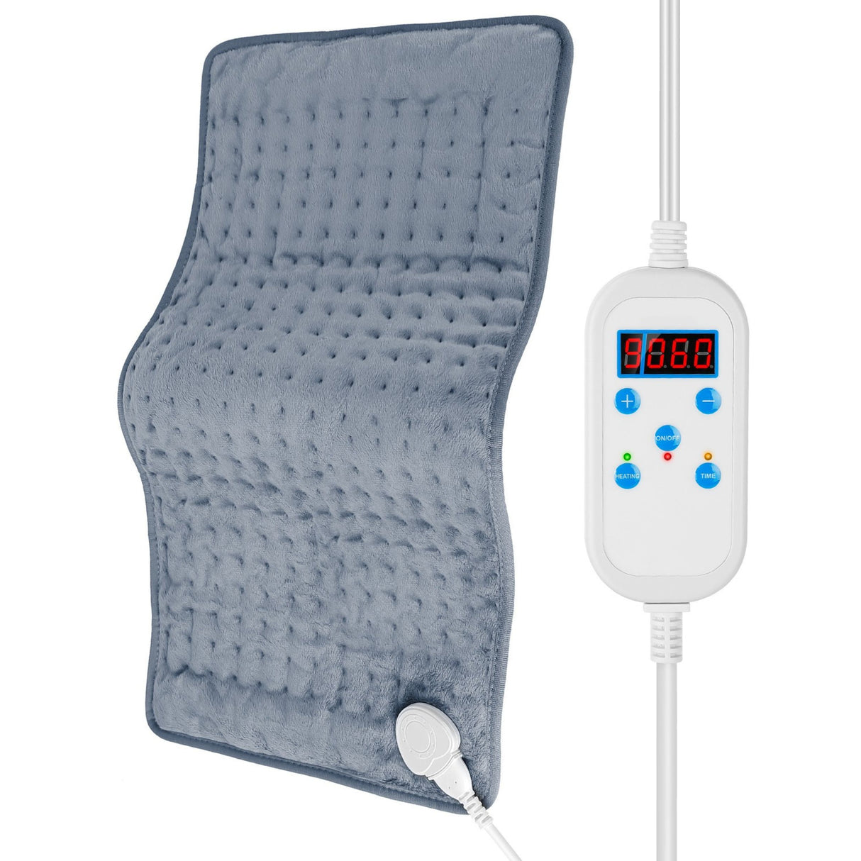 Electric Heating Pad - 22.8x11.4" - Pain Relief for Shoulder, Neck, Back, Spine, Legs, Feet - 9 Temp Levels, 4 Timer Modes - Gray