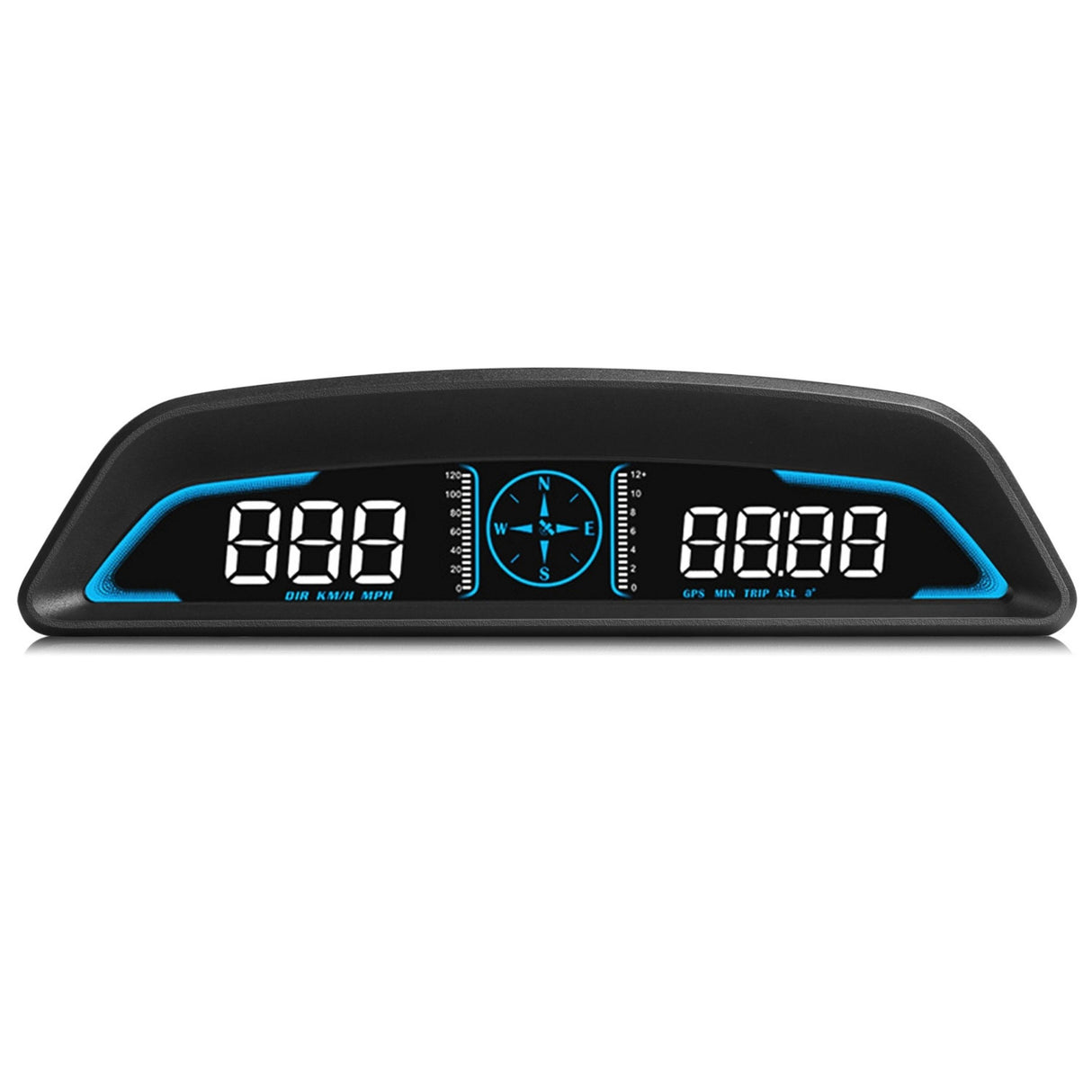 HUD Car GPS Speedometer Odometer w/Acceleration, Compass, Altitude, Driving Distance. Over Speed Alarm. HD LED Display. - Black