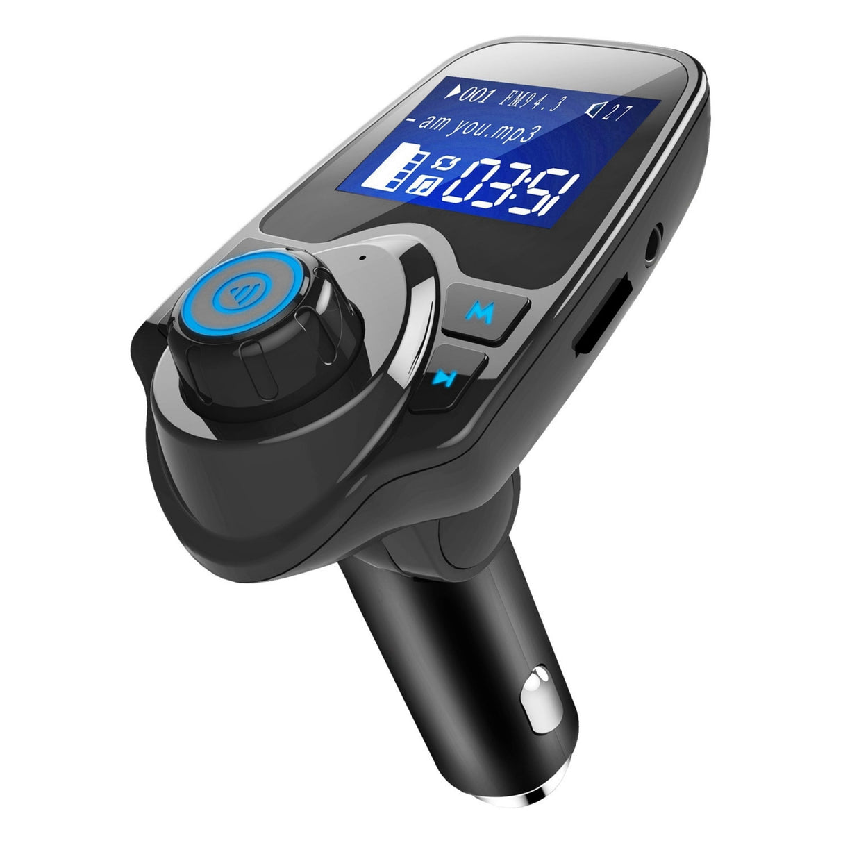 Car FM Transmitter MP3 Player + Hand-Free Call + USB Charger + AUX Input + TF Card + USB Flash Drive - Black