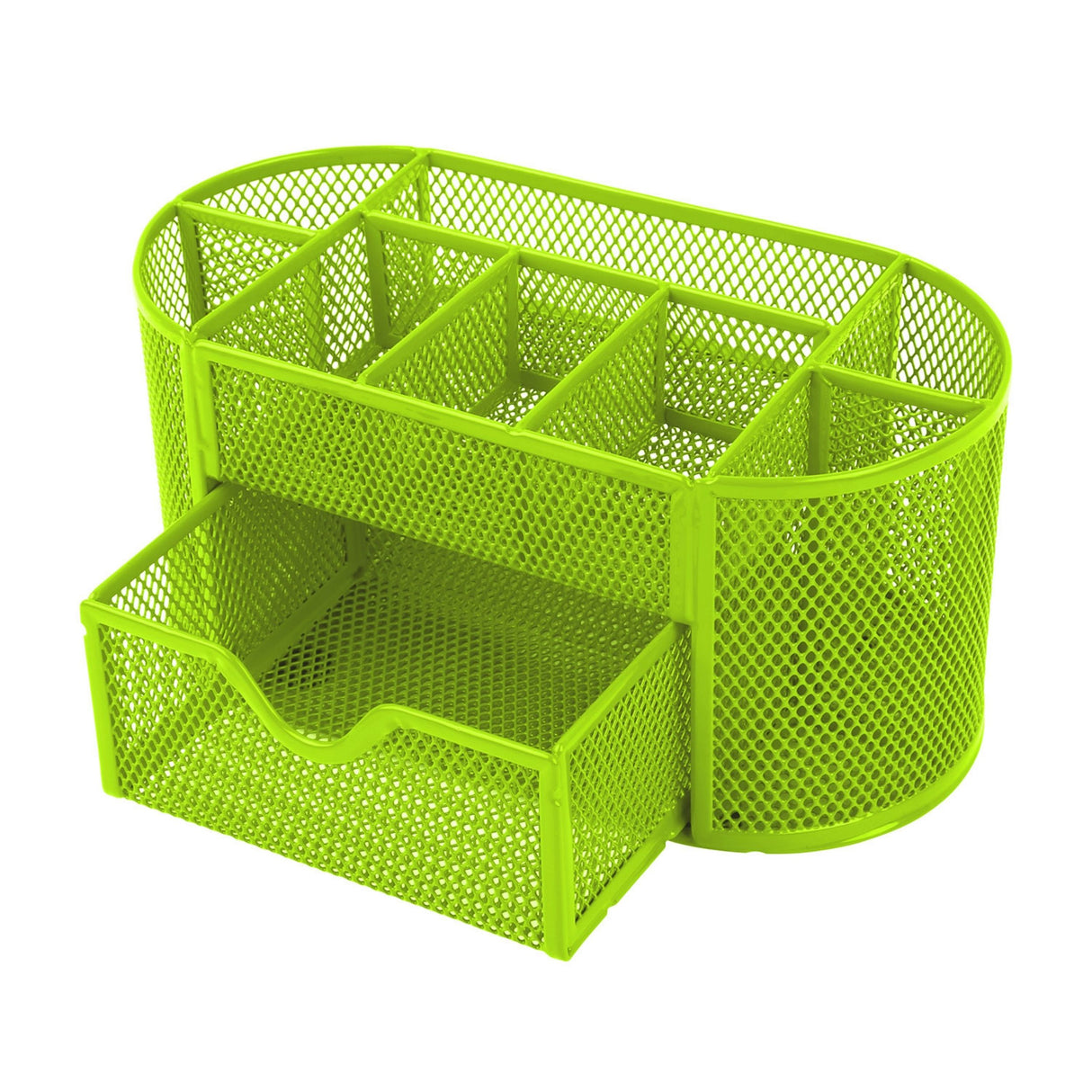 9-Compartment Metal Mesh Pencil Holder Desk Organizer, Pen Storage - Green