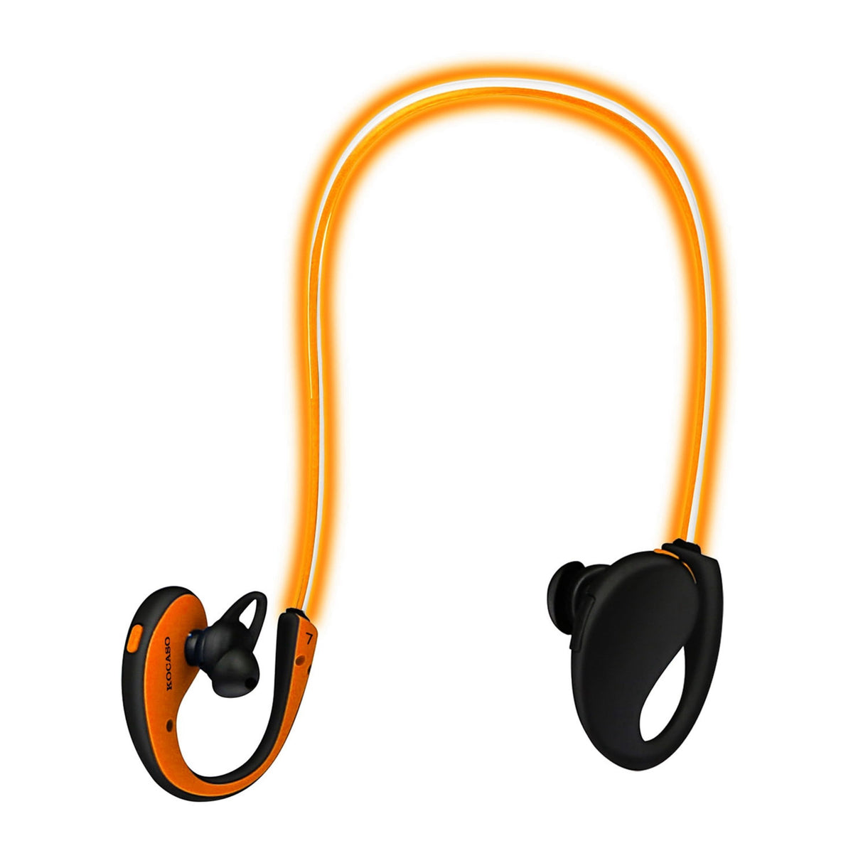 Wireless Neckband Earphones V4.1 HD Stereo Sweat-proof Headphones with LED Light Mic - 8Hrs Work, Running - 1 Pack - Orange