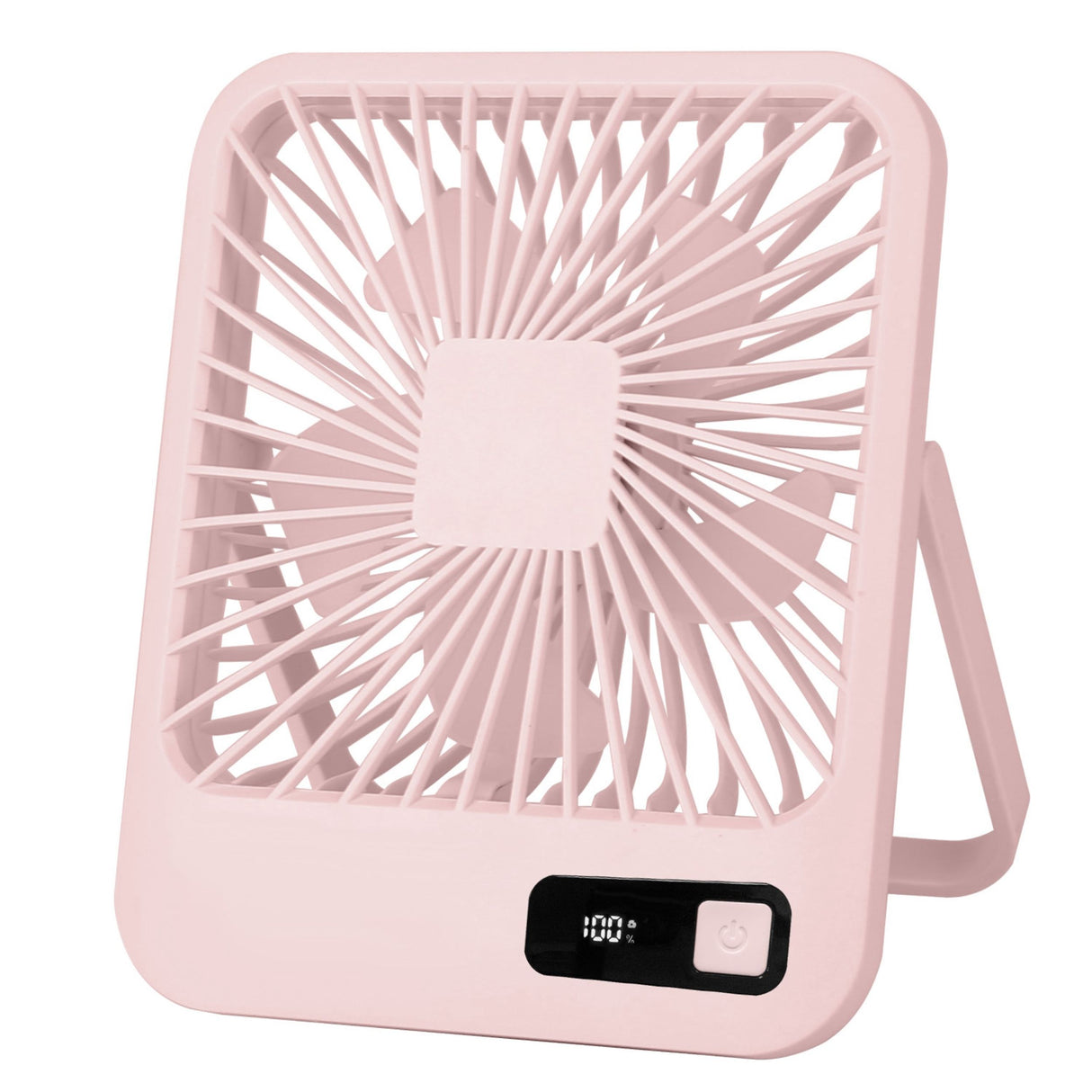 Portable Rechargeable Mini Fan: LCD Display, Adjustable Speed, Strong Airflow - Pink