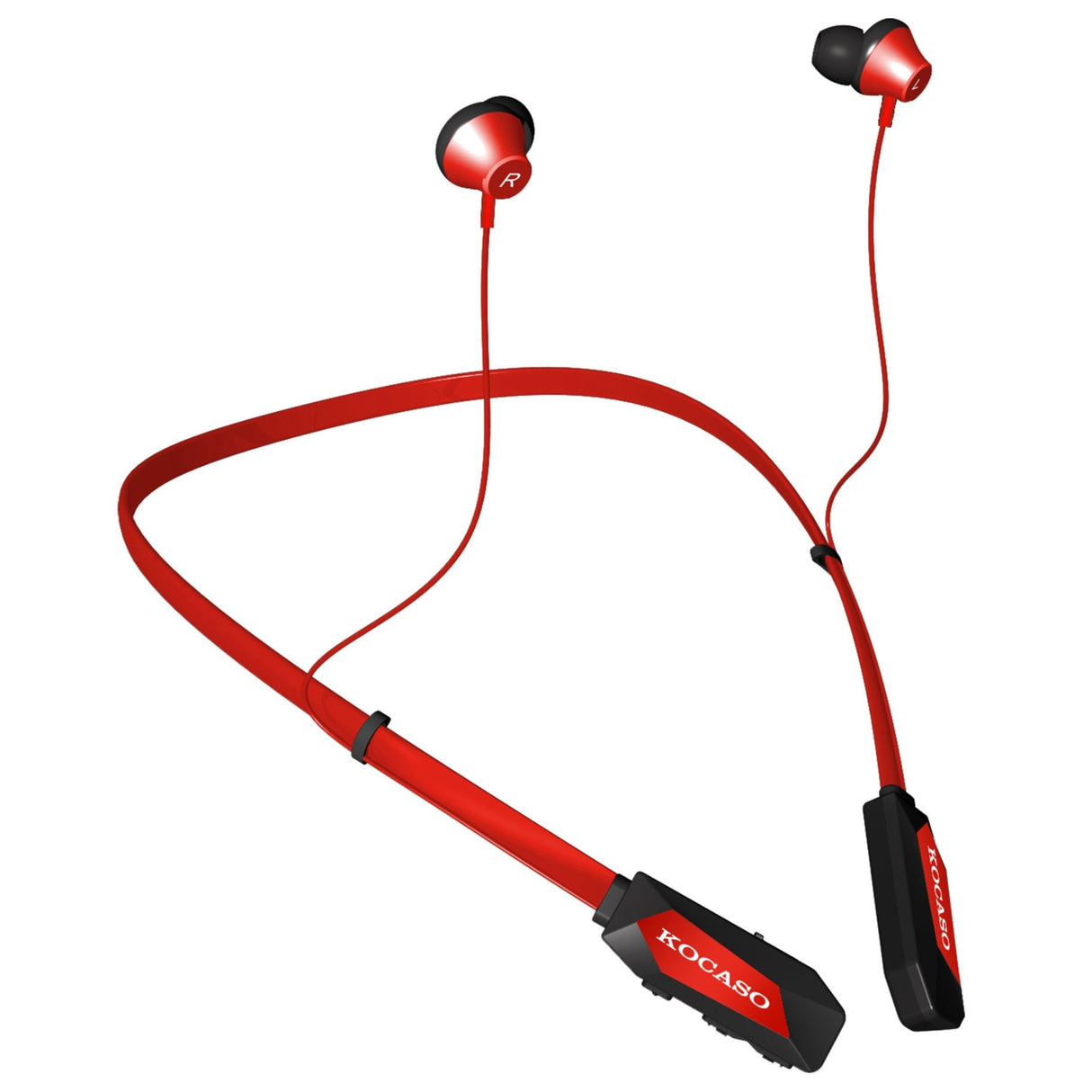 15Hrs Wireless Neckband Headphones - Sweat-proof Sport Earbuds with Deep Bass, Mic - In-Ear Magnetic Neckbands - Red