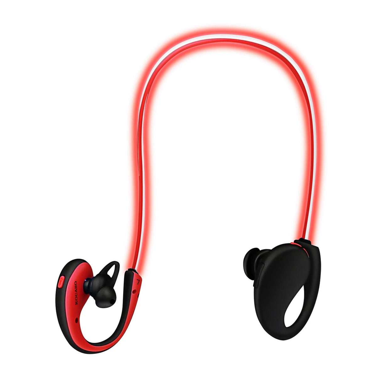 Wireless Neckband Earphones V4.1 HD Stereo Sweat-proof Headphones with LED Light Mic - 8Hrs Work, Running - 1 Pack - Red