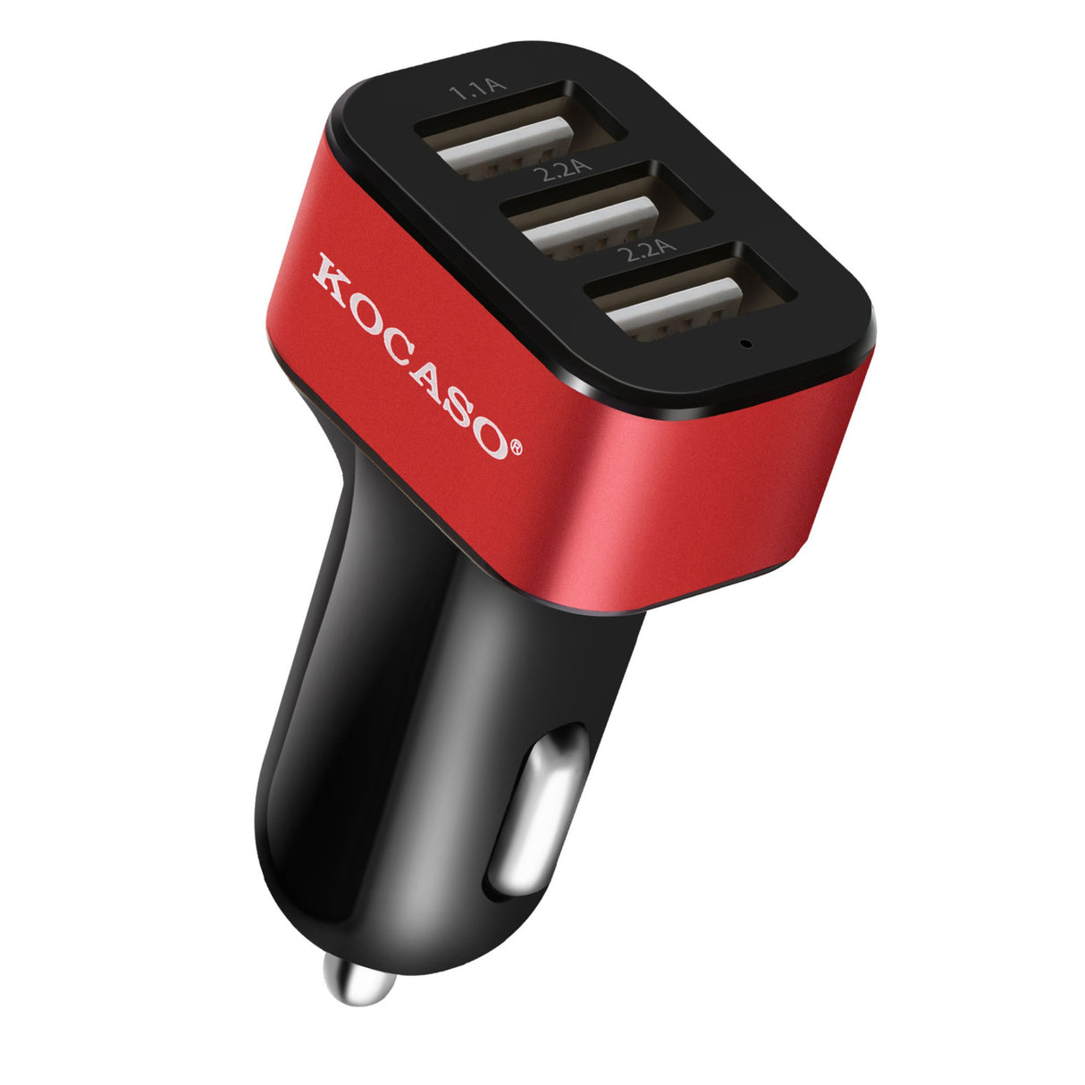 Triple USB Car Charger - 30W, 5.5A - iPhone XS/XS Max/8 Plus, Galaxy S7/S6 - Compact - Red