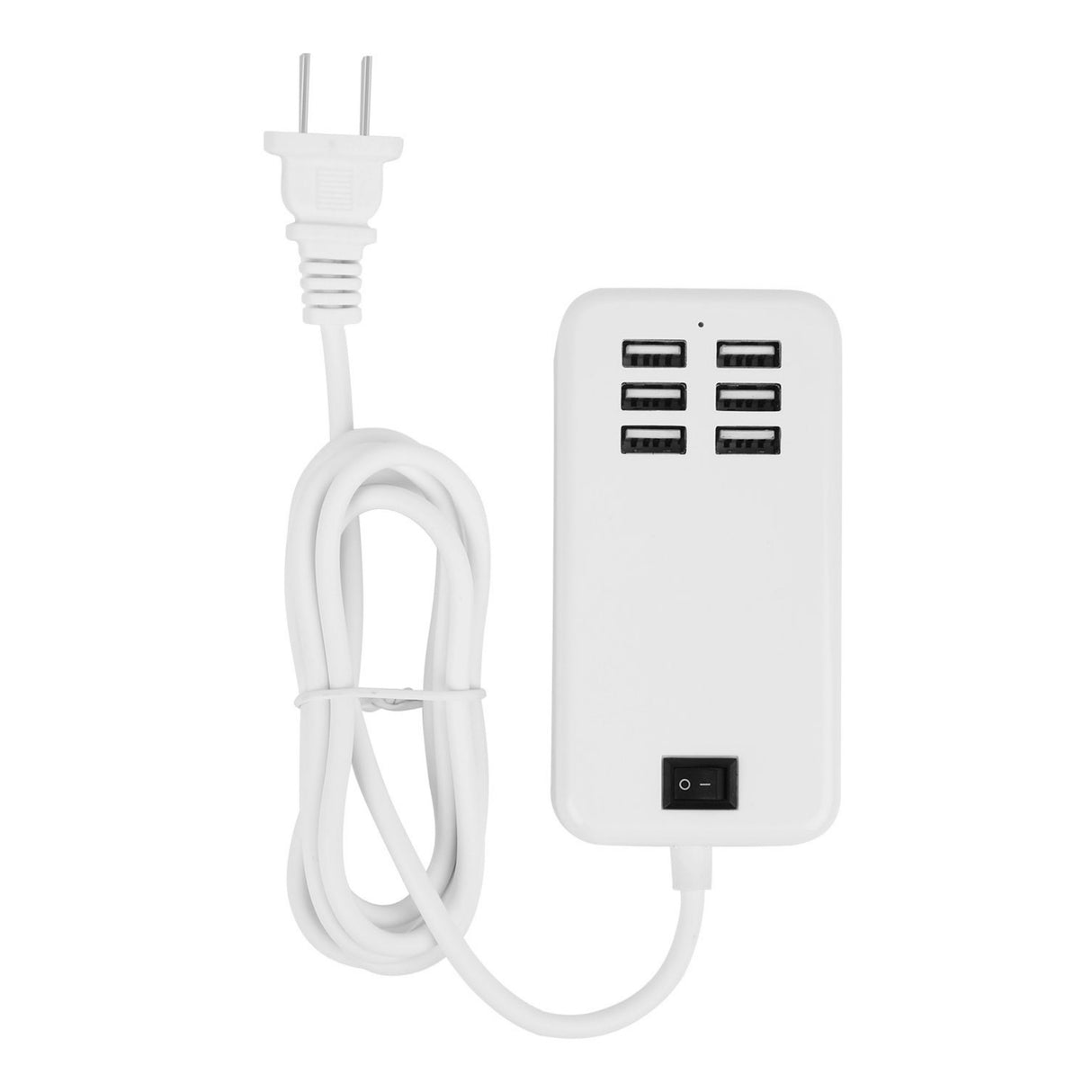 6-USB US AC Wall Charger - White