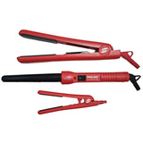 The Essentials Full Styling Set - 100% Solid Ceramic 1.25" Flat Iron, 0.5" Mini Flat Iron, & Curling Wand - Vysn