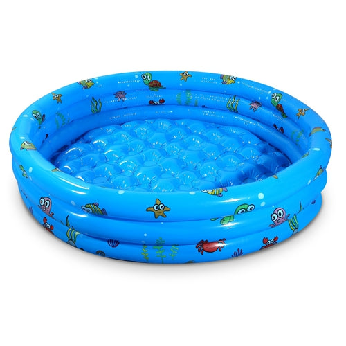 51x13” Inflatable Swimming Pool Blow Up Family Pool For 3 Kids Foldable Swim Ball Pool Center w/ 4 Valves Bottom Water Drain Plug For Indoor Backyard - Multi