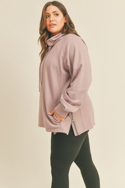 Kimberly C Full Size Drawstring Side Zip Sweatshirt