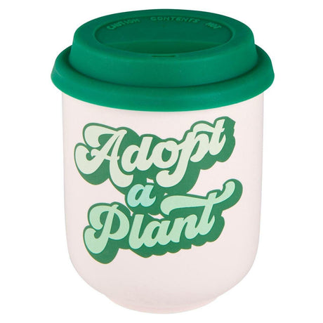 Adopt a Plant Ceramic To Go Mug | Holds 16 oz. | Eco Mug with Silicone Lid and Sleeve by The Bullish Store - Vysn