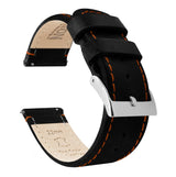 Amazfit Bip | Black Leather & Orange Stitching by Barton Watch Bands - Vysn