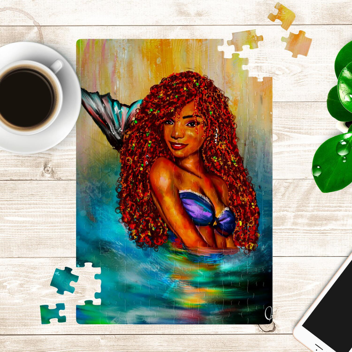 ARIEL BLACK EXCELLENCE MERMAID ART PUZZLE by KoultureKanvas - Vysn