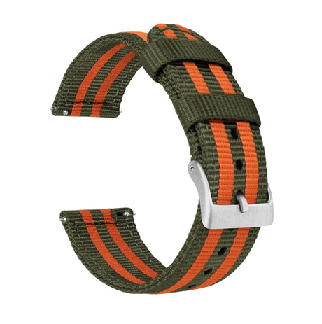 Army Green & Orange | Two-Piece NATO® Style by Barton Watch Bands - Vysn