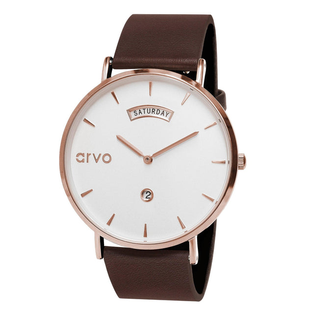 Arvo Awristacrat Watch-Rose-Saddle Leather by Arvo - Vysn