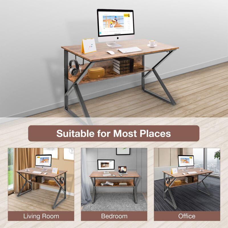 B Design Computer Desk with Bookshelf by Plugsus Home Furniture - Vysn