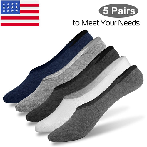 No Show Socks 5 Pairs Breathable Boat Socks Non-slip Low Cut Invisible Socks - Multi