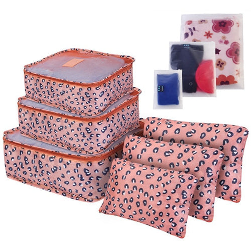 9Pcs Clothes Storage Bags Water-Resistant Travel Luggage Organizer Clothing Packing Cubes for Blouse Hosiery Stocking Underwear - Leopard