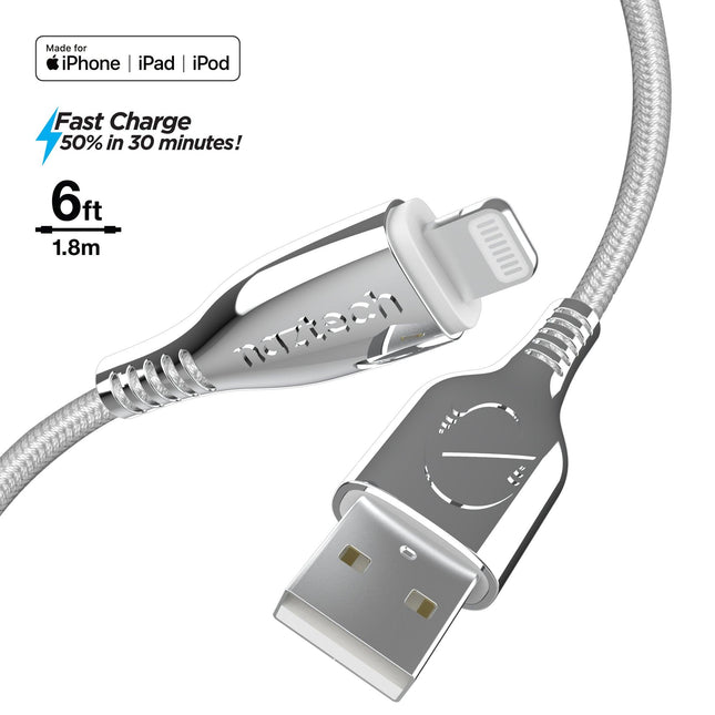 Titanium USB to MFi Lightning Braided Cable 6ft - Vysn