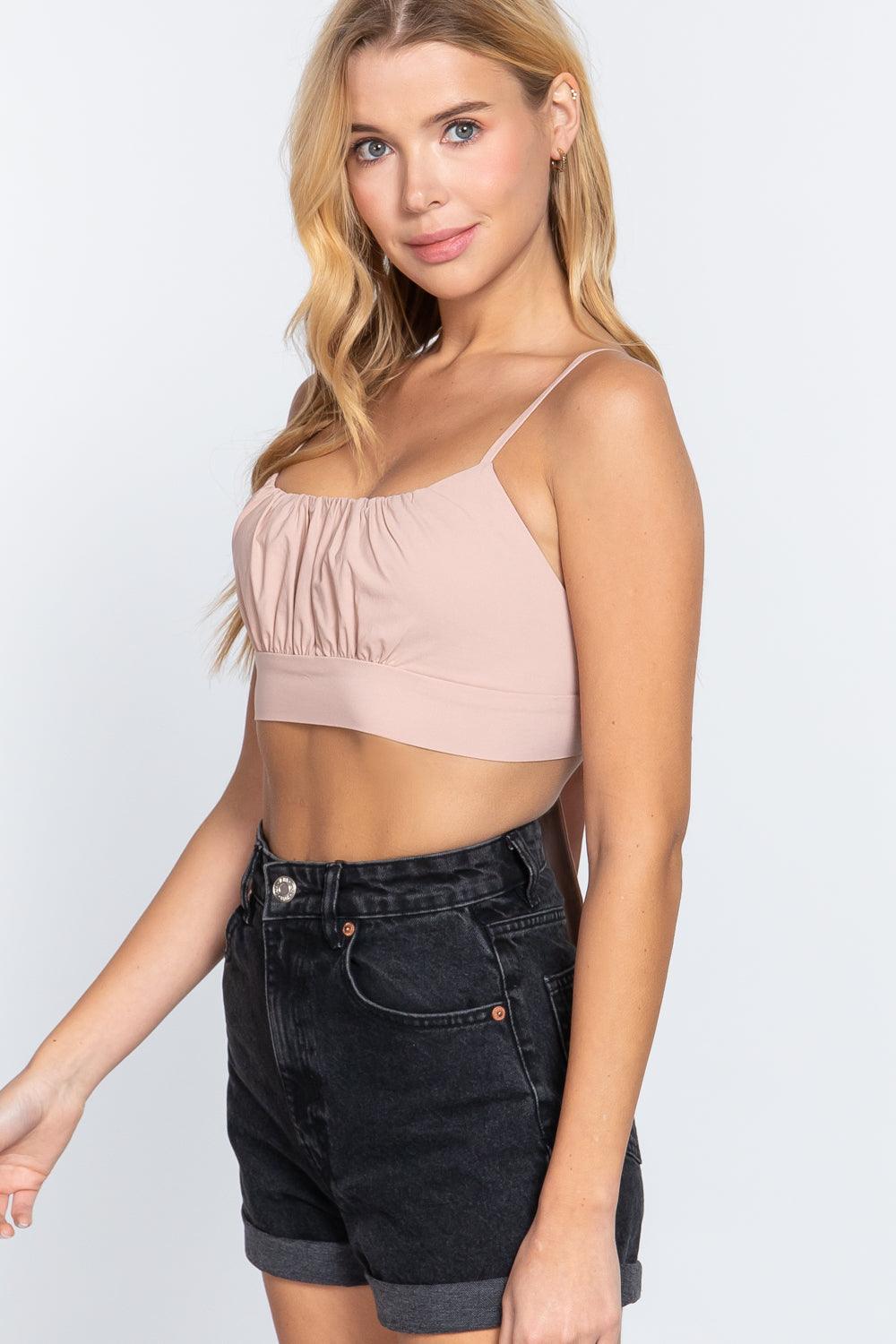 Back Ribbon Tie Cami Crop Top - VYSN