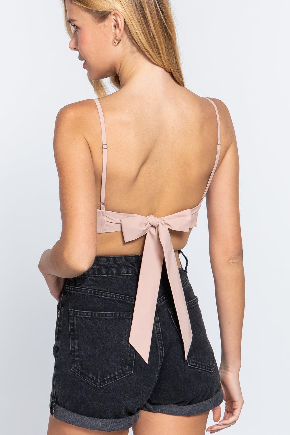 Back Ribbon Tie Cami Crop Top - VYSN