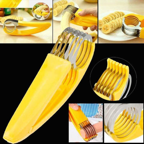 Banana Slicer Fruit Knife Kitchen Gadget Bar Tools Veggie Cutter Stainless Steel by Plugsus Home Furniture - Vysn