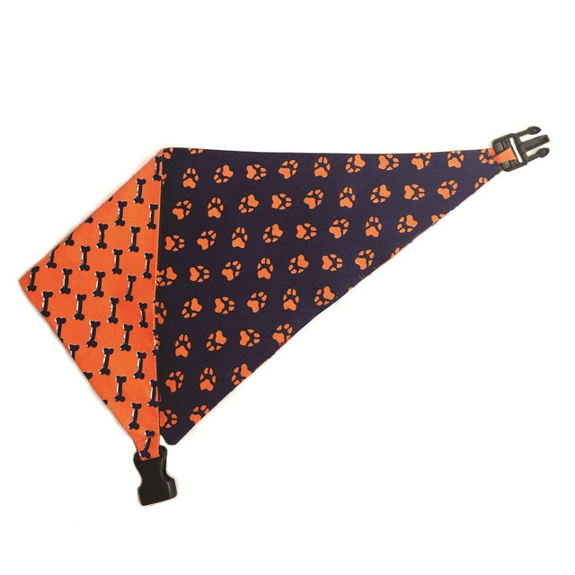 Blue & Orange Reversible Dog Bandana by Uptown Pups - Vysn