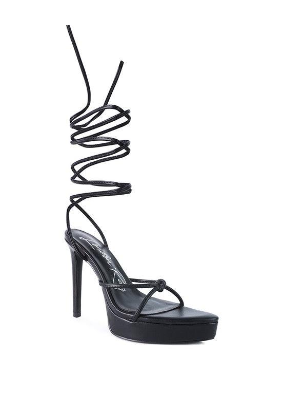 Bondage High Heel Lace Up Sandals by Blak Wardrob - Vysn