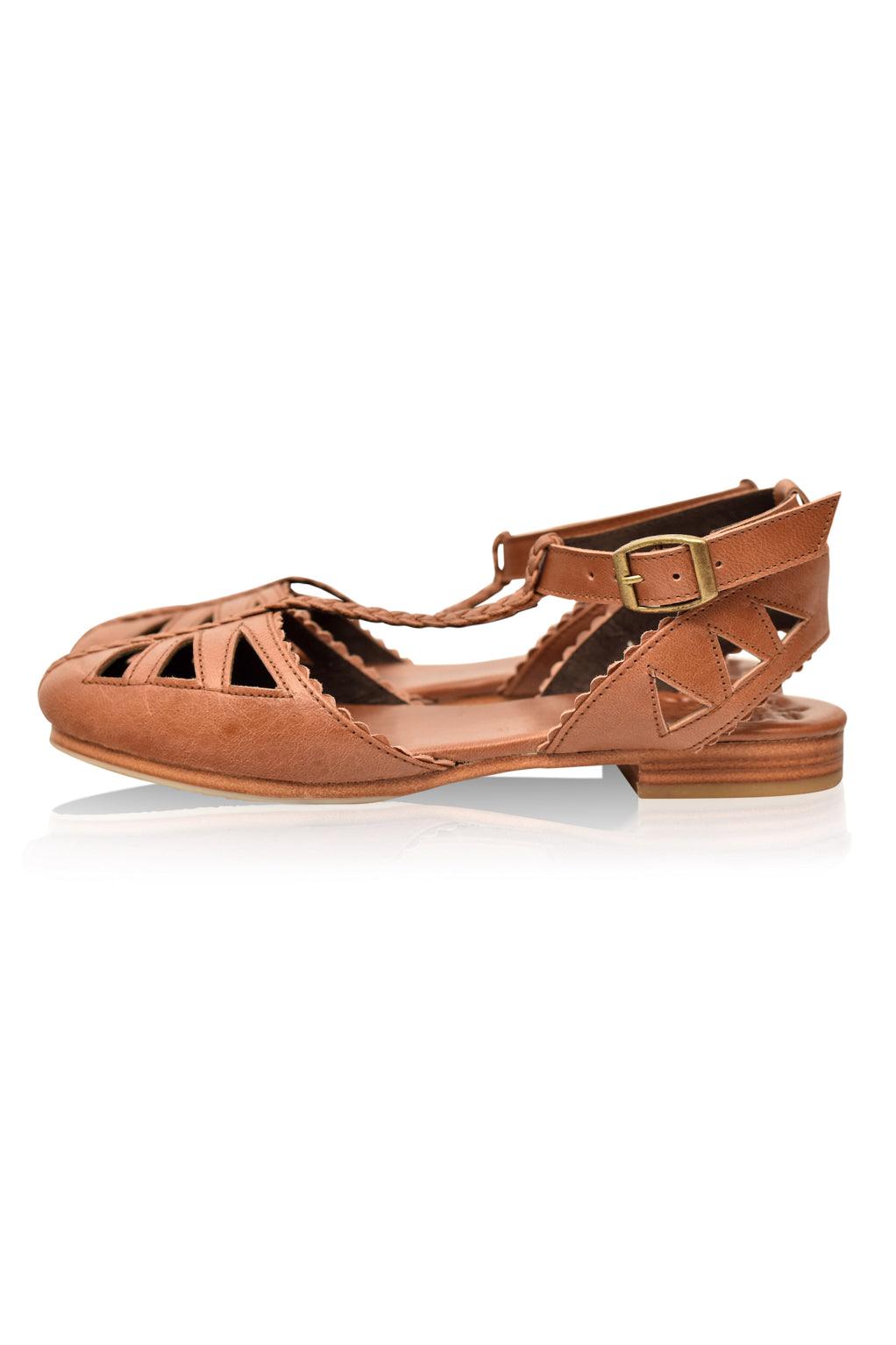 Bounty T-strap Leather Sandals by ELF - Vysn