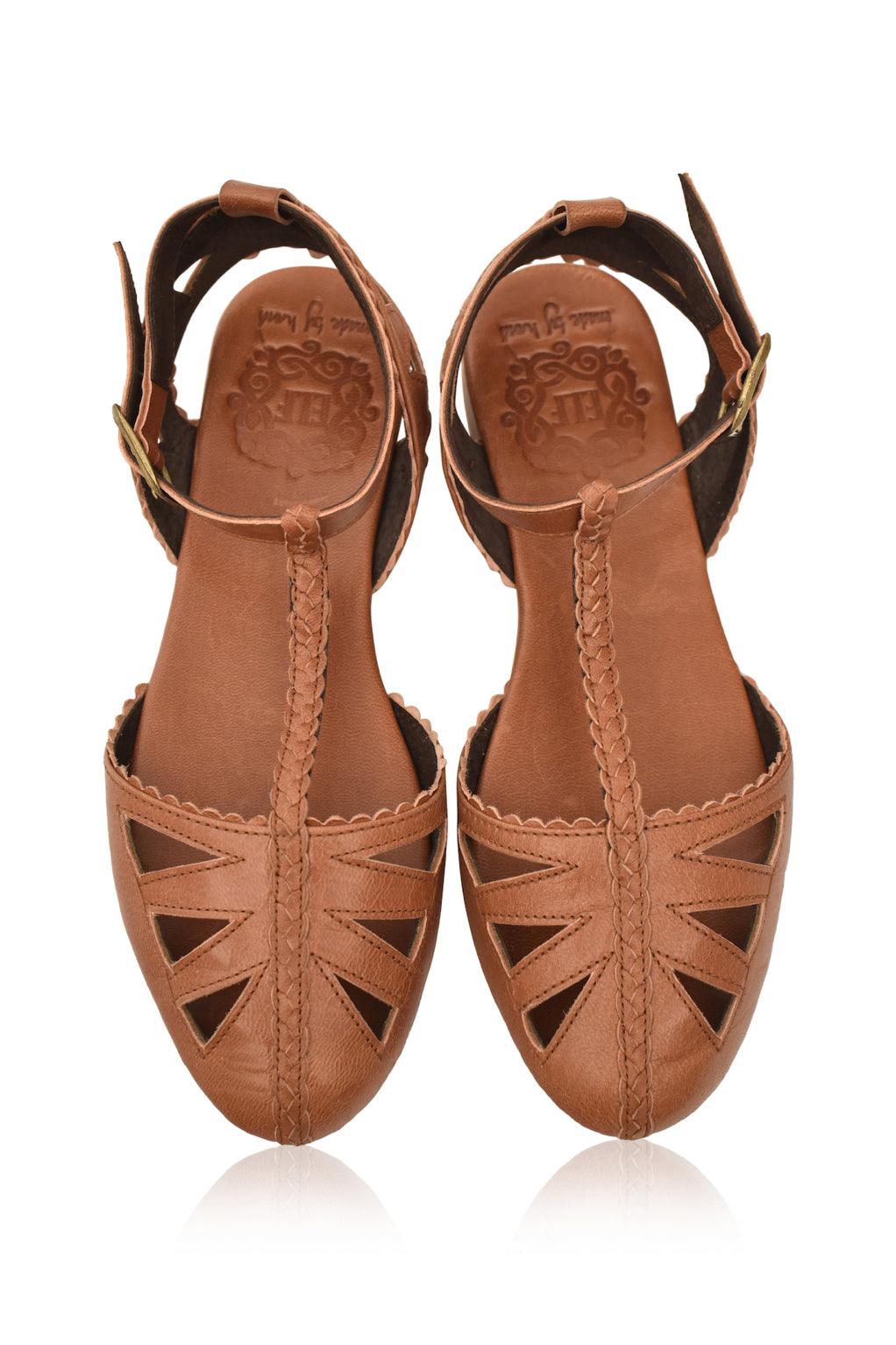 Bounty T-strap Leather Sandals by ELF - Vysn