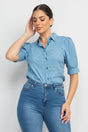 Button-down Denim Shirt Top - VYSN