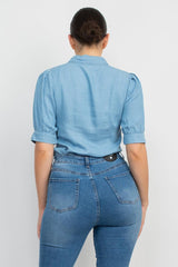 Button-down Denim Shirt Top - VYSN