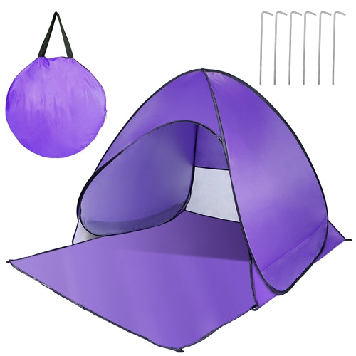 Pop Up Beach Tent Sun Shade Shelter Anti-UV Automatic Waterproof Tent Canopy for 2/3 Man w/ Net Window Storage Bag for Outdoor Beach Camping Fishing P - Purple