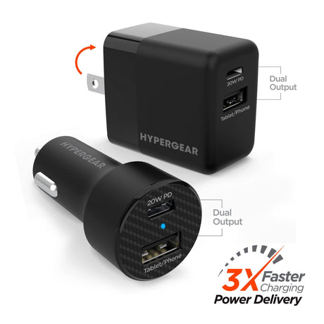 Wall/Car Charger Bundle 20W USB-C PD + 12W - Vysn